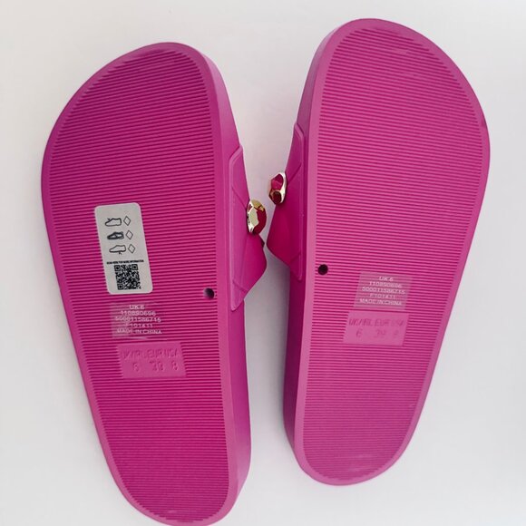ASOS Design Women's Pink Slides Sandals US Size 8 Embellished with Gold Studs - Picture 11 of 14